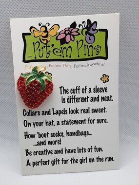NEW on card Strawberry Put 'Em Pin